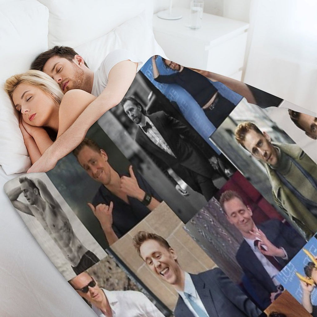 Tom Hiddleston Collage Shrink-resistant Throw Blanket