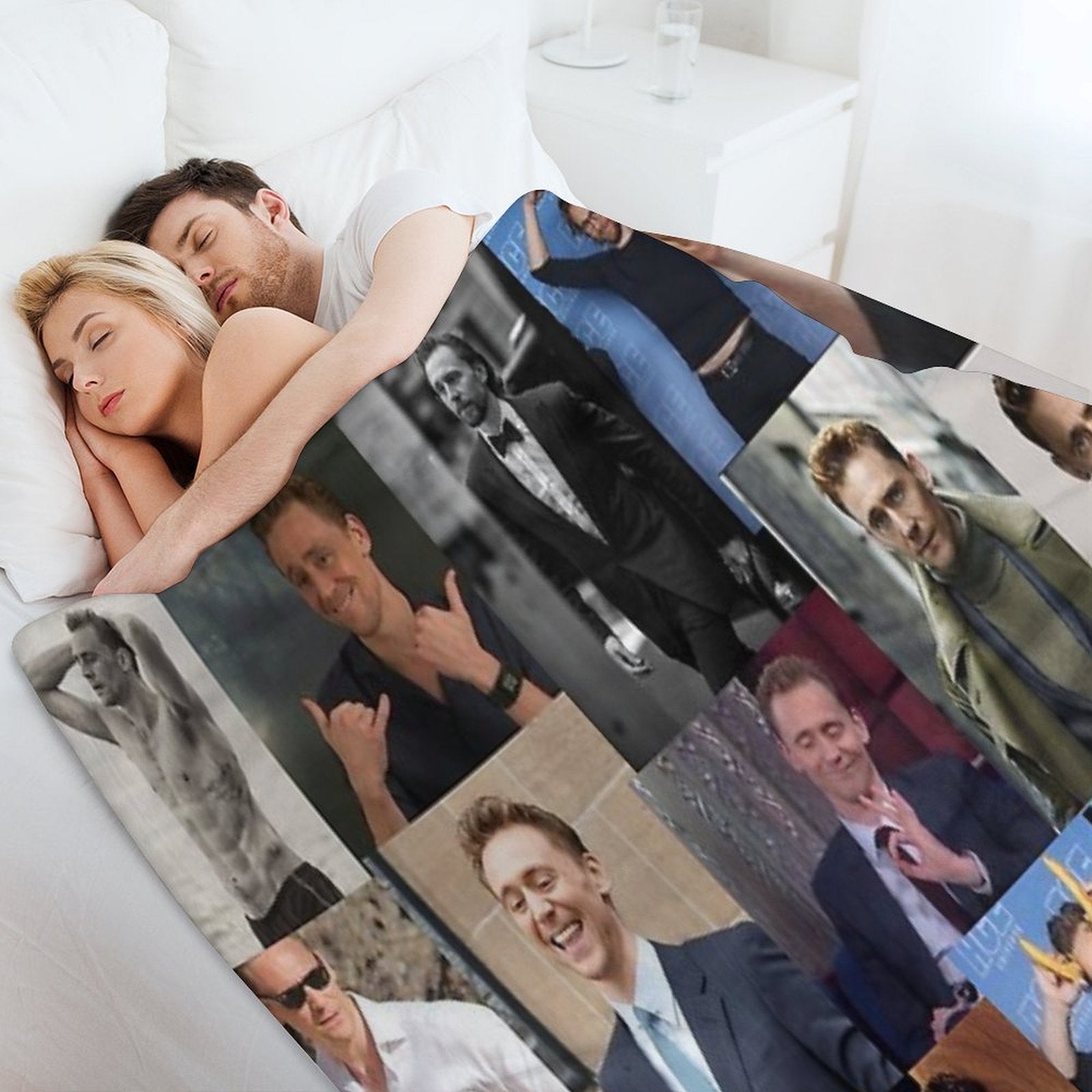 Tom Hiddleston Collage Shrink-resistant Throw Blanket