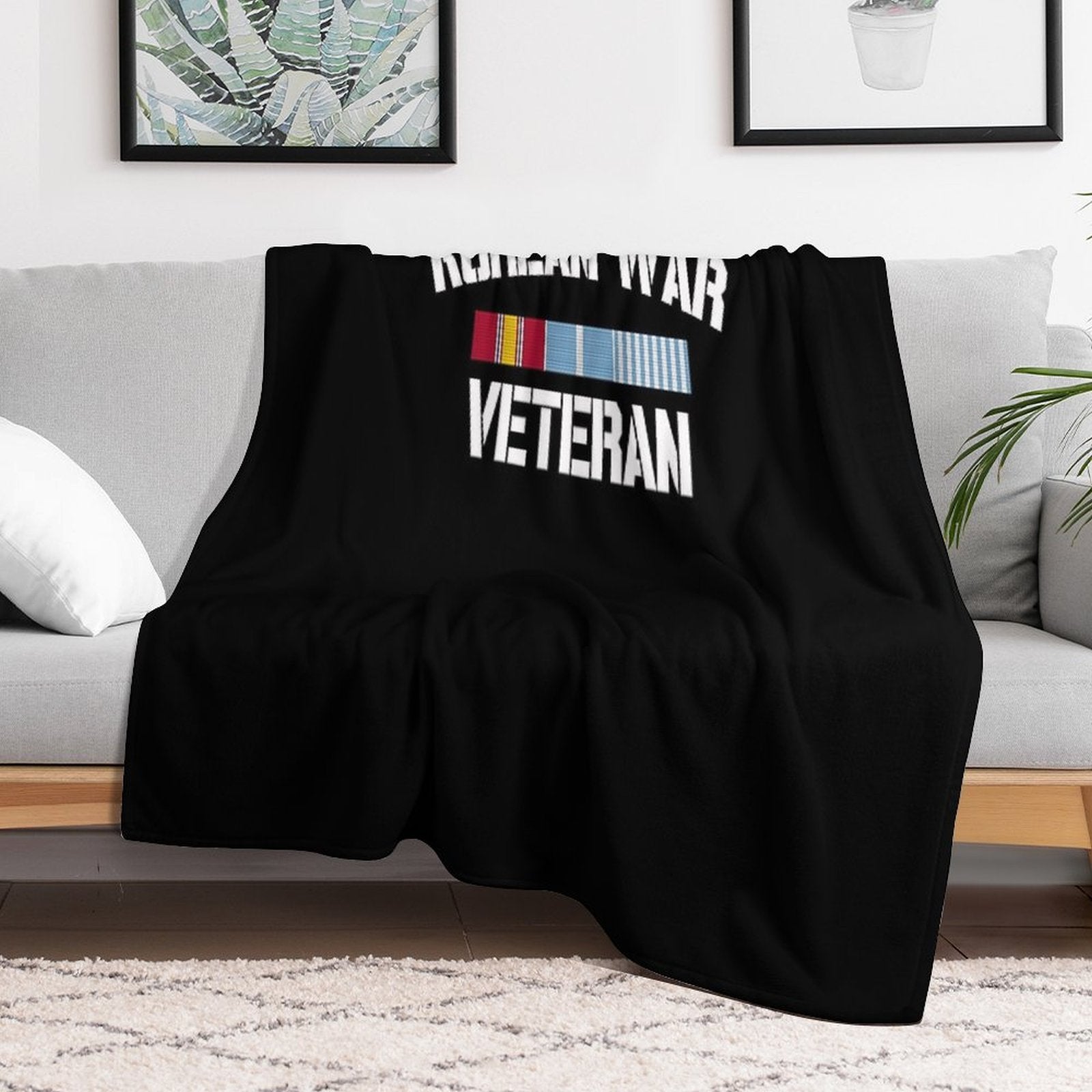 Korean War Veteran Pride Korea Service Ribbon Sustainable Throw Blanket