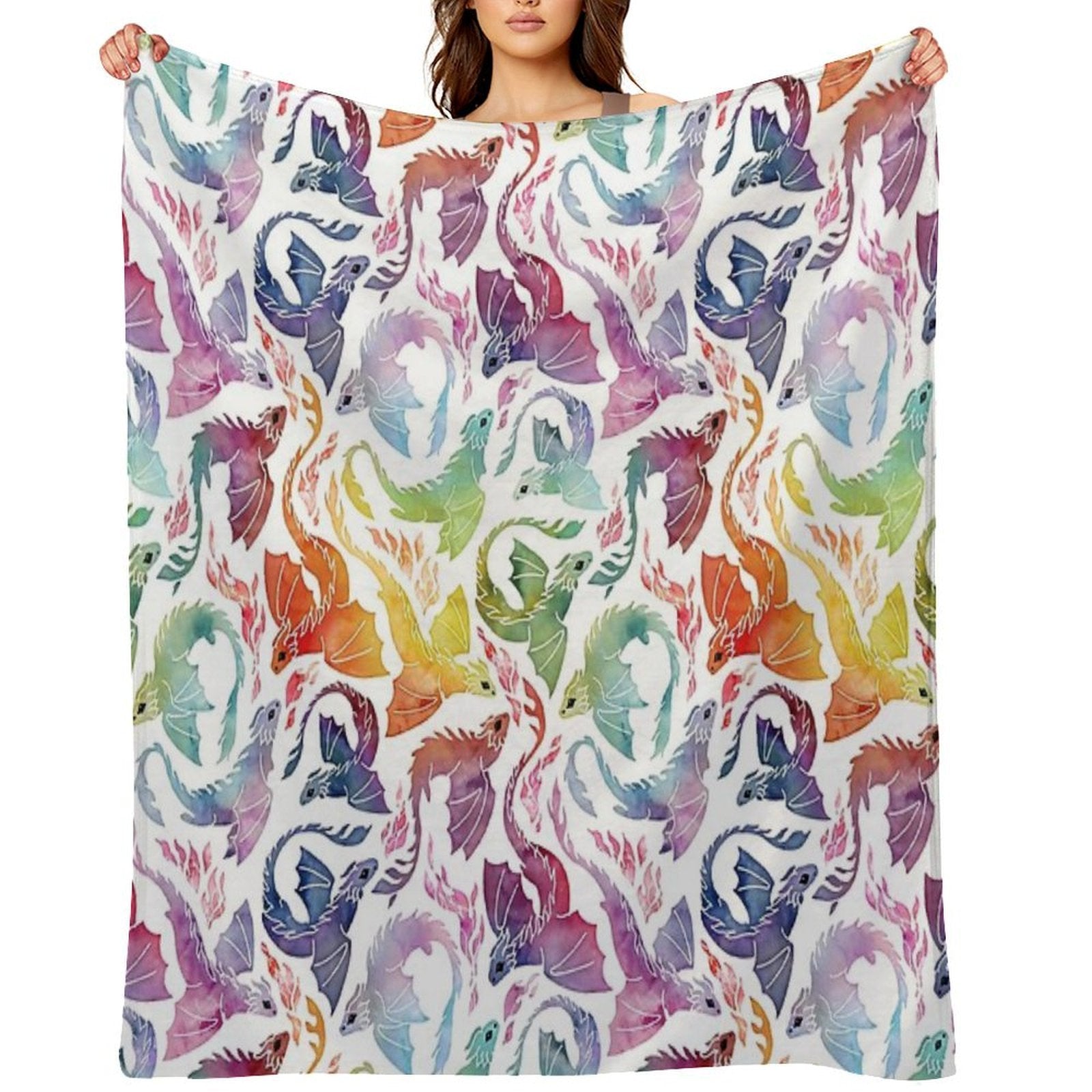 Dragon Fire Rainbow Anti-pilling Throw Blanket