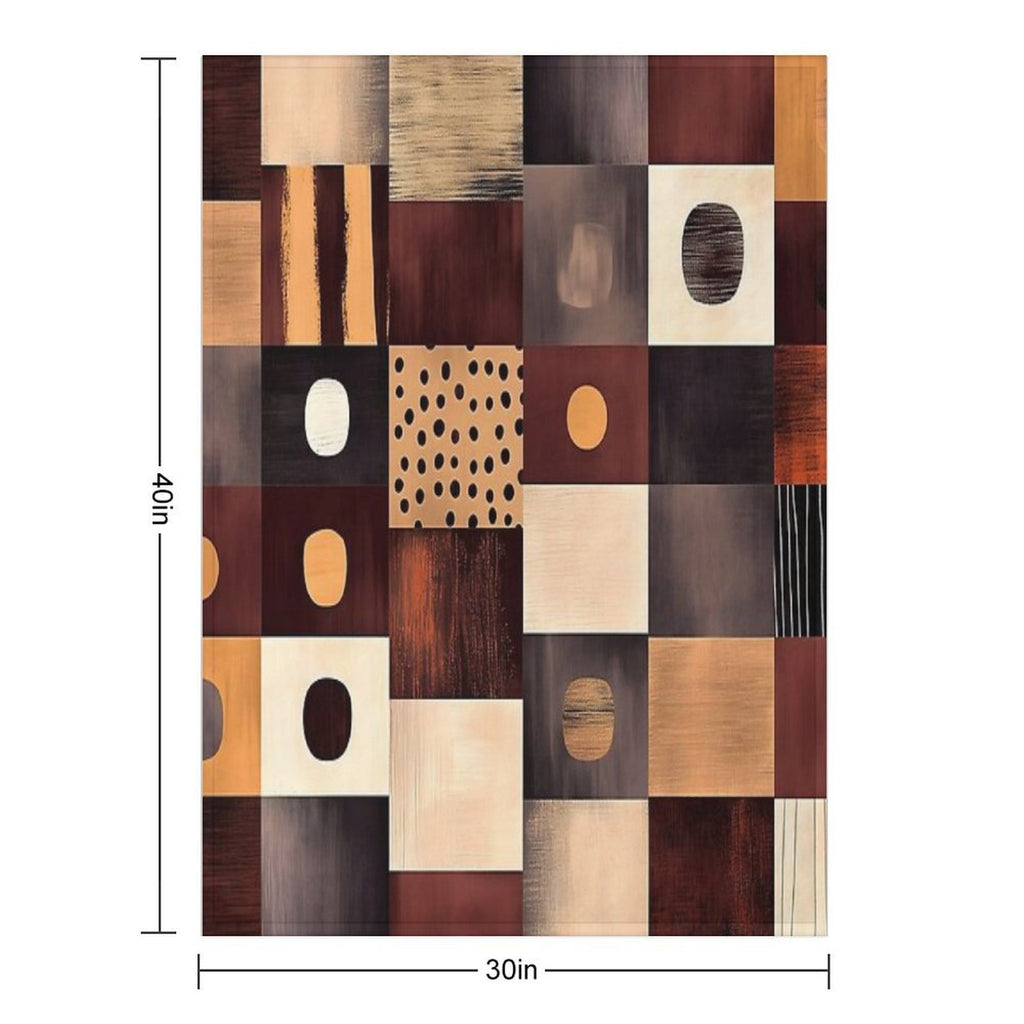 Abstract Rectangular Pattern in Burgundy, Cream, And Gold Wrinkle-free Throw Blanket