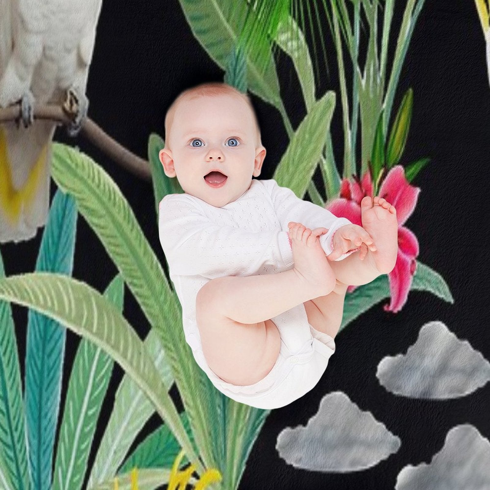 Cockatoo Pattern Sustainable Throw Blanket