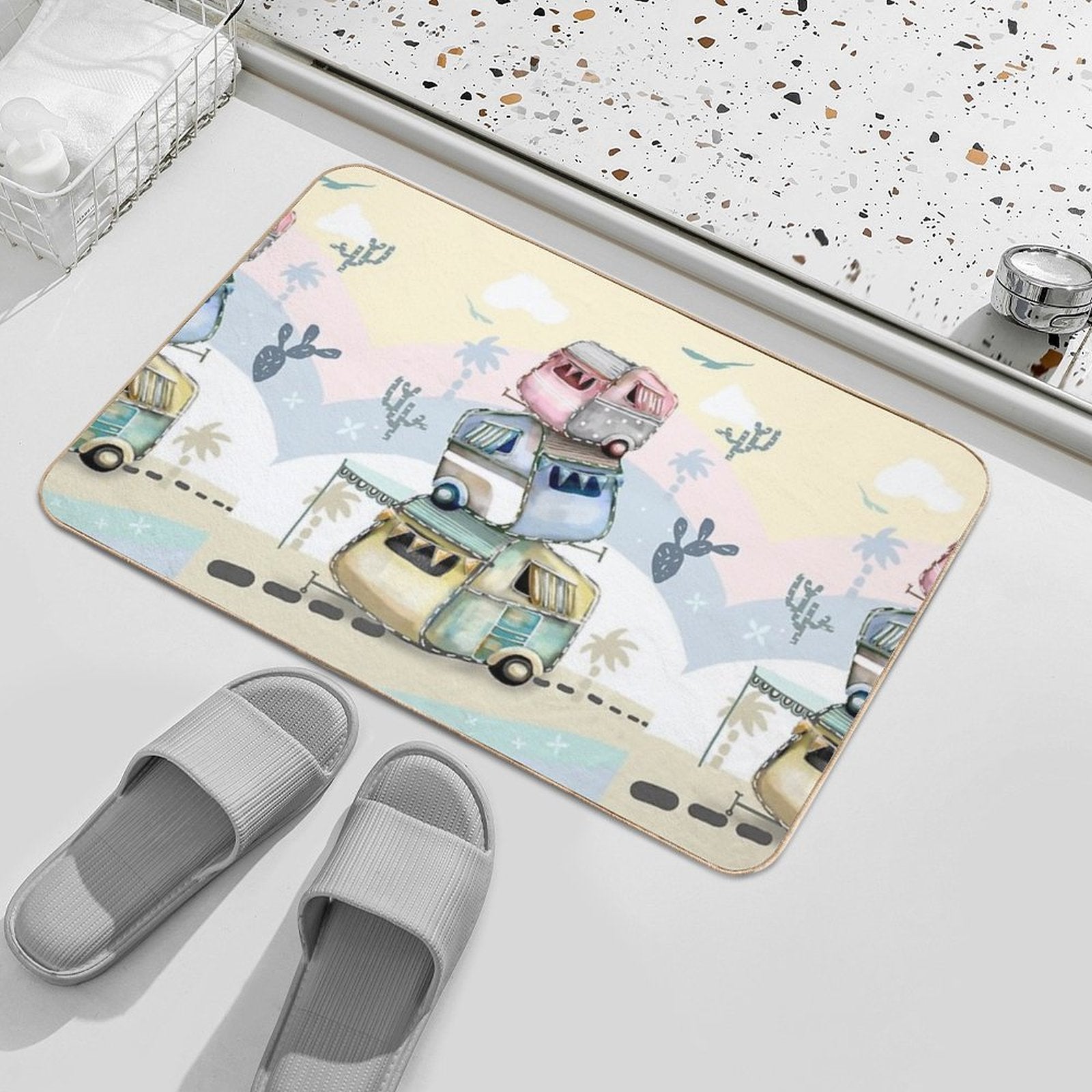 Vintage Caravans  Fade-Resistant Bath Mat