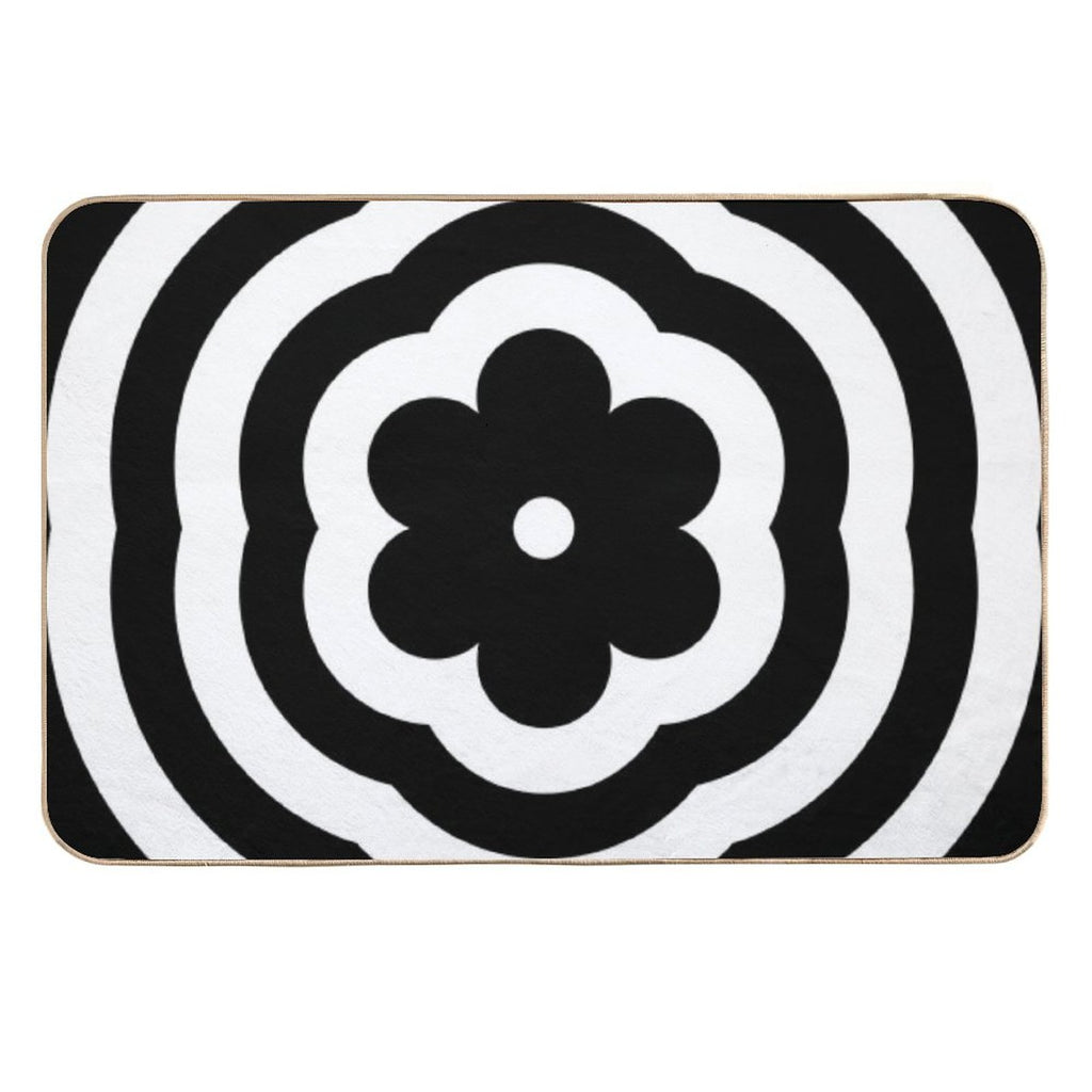 Black And White Rainbow Mod Flower  Dirt-Trapping Bath Mat