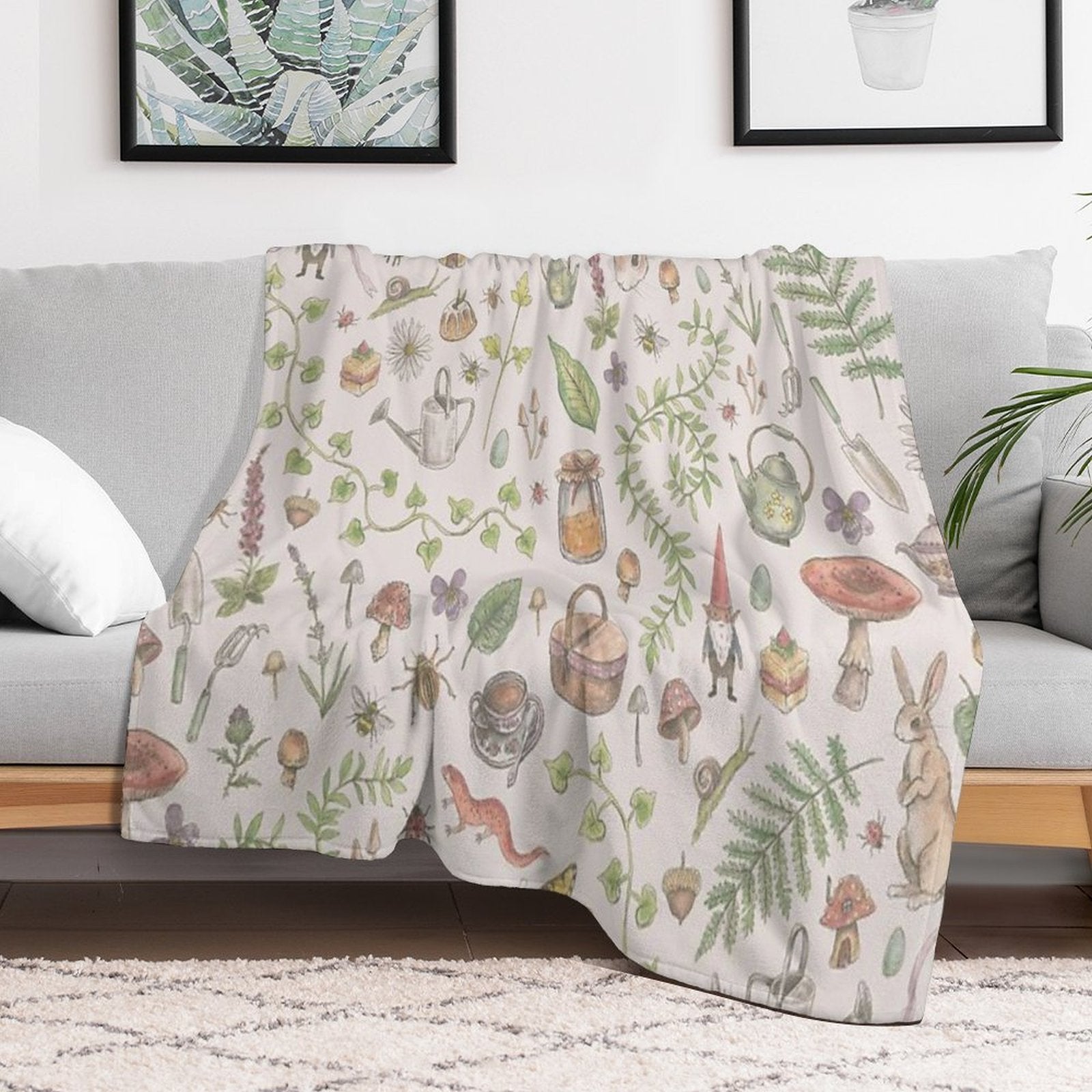 Cottagecore - Faded Pink Easy Care Throw Blanket