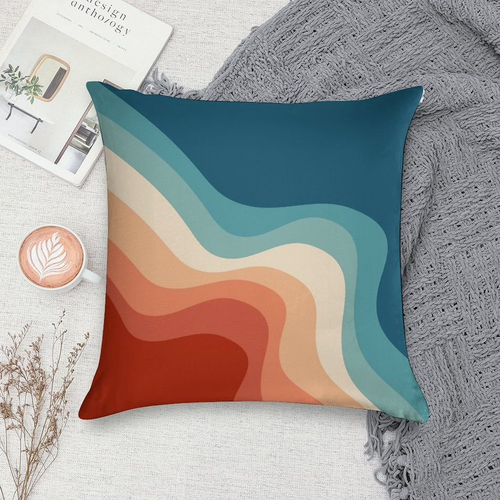 Retro Style Waves Soft Short Plush Fabric Throw Pillow