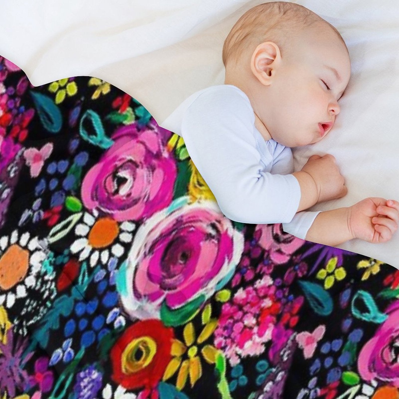 Les Fleurs Vibrant Floral Painting Print Lightweight Throw Blanket