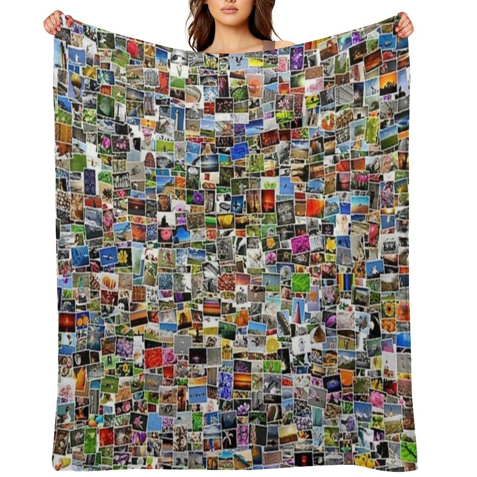 Art Abstract Retro Pattern Colorful Patchwork of Photos Gift-ready Throw Blanket