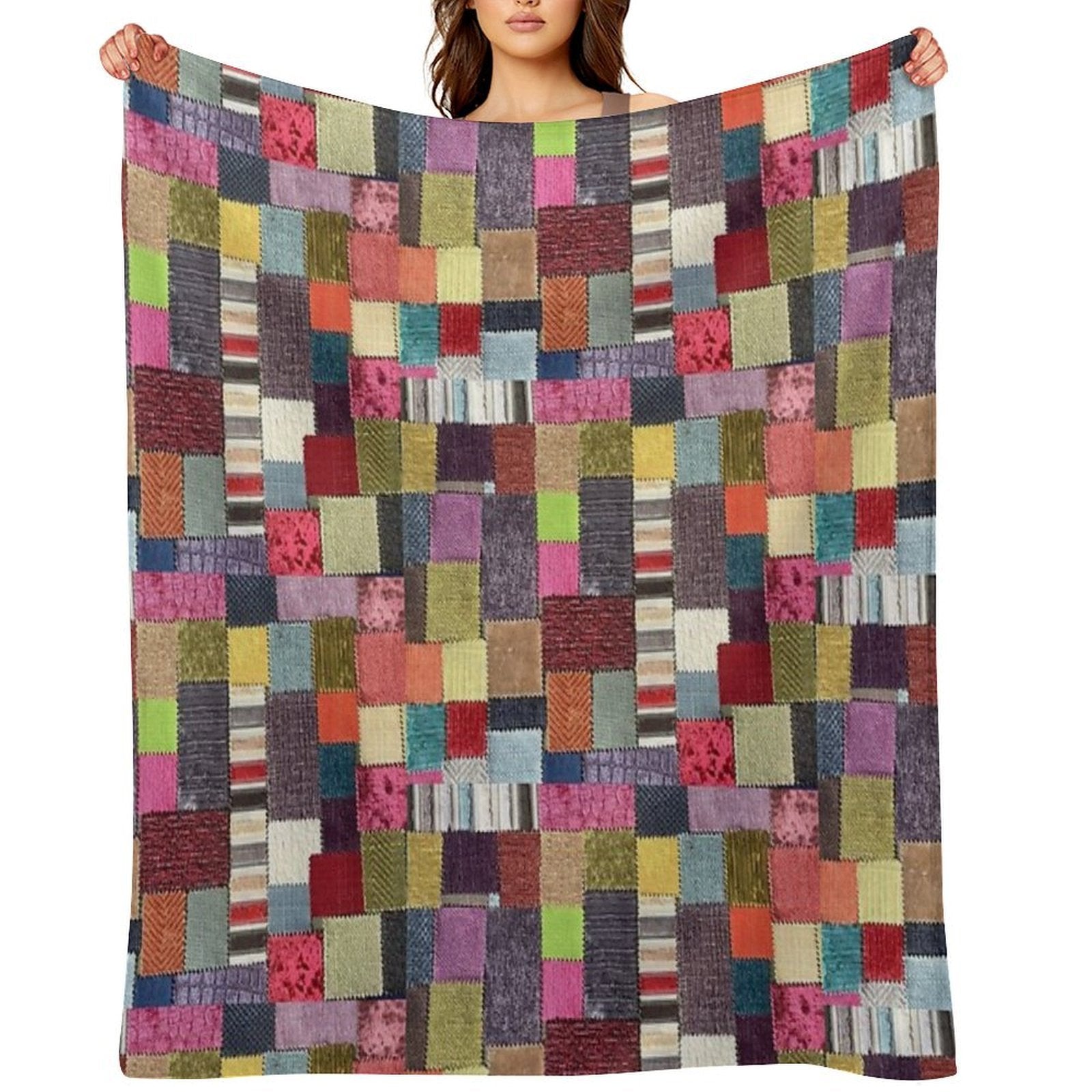 Another Patchwork Textured Fabric Design Lightweight Throw Blanket