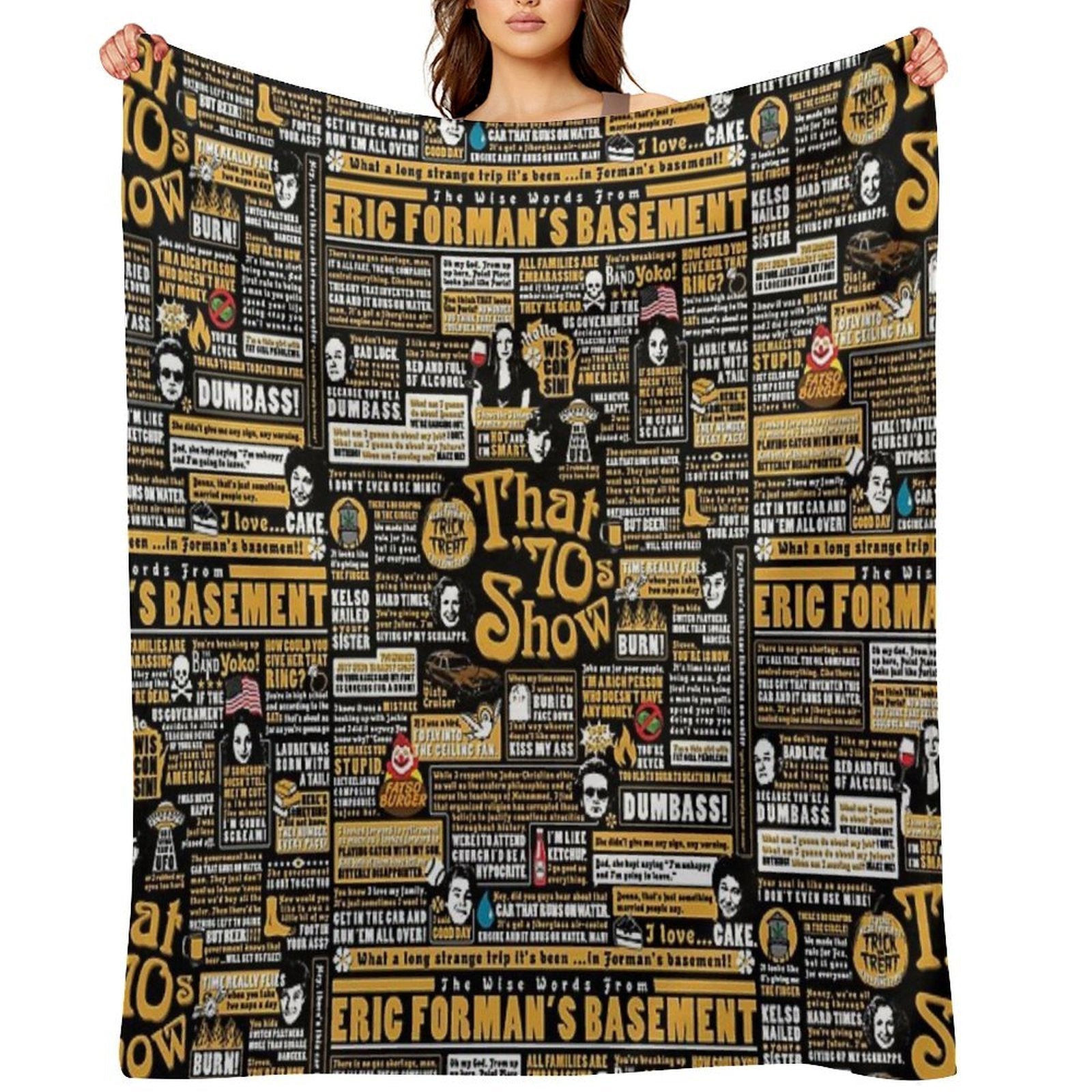 The Wise Words From Eric Forman's Basement Sustainable Throw Blanket