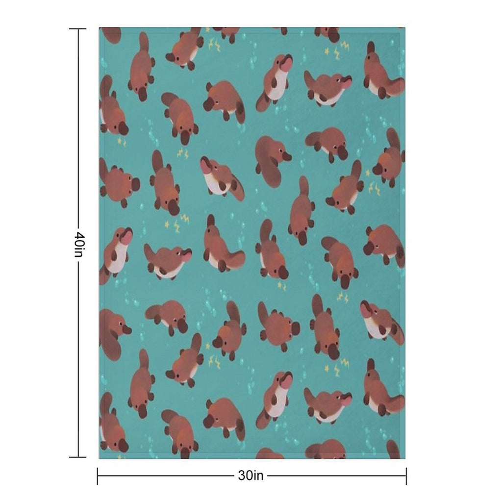 Happy Platypus - Green Easy Care Throw Blanket