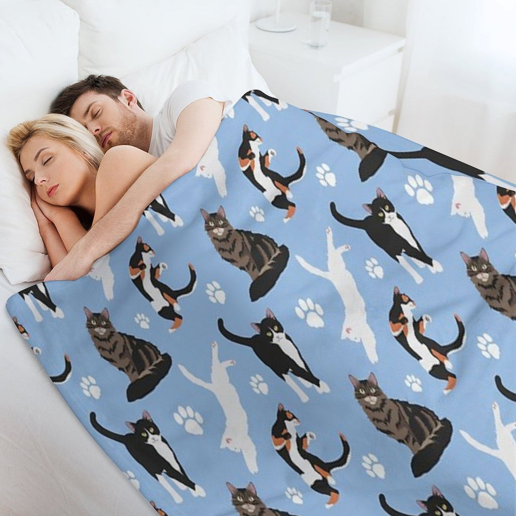 Cat Pattern Easy Care Throw Blanket