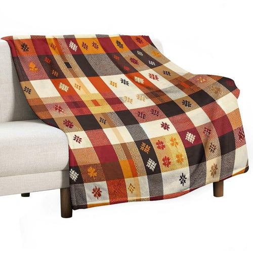 Autumn-Inspired Checkered Pattern Print Lightweight Throw Blanket