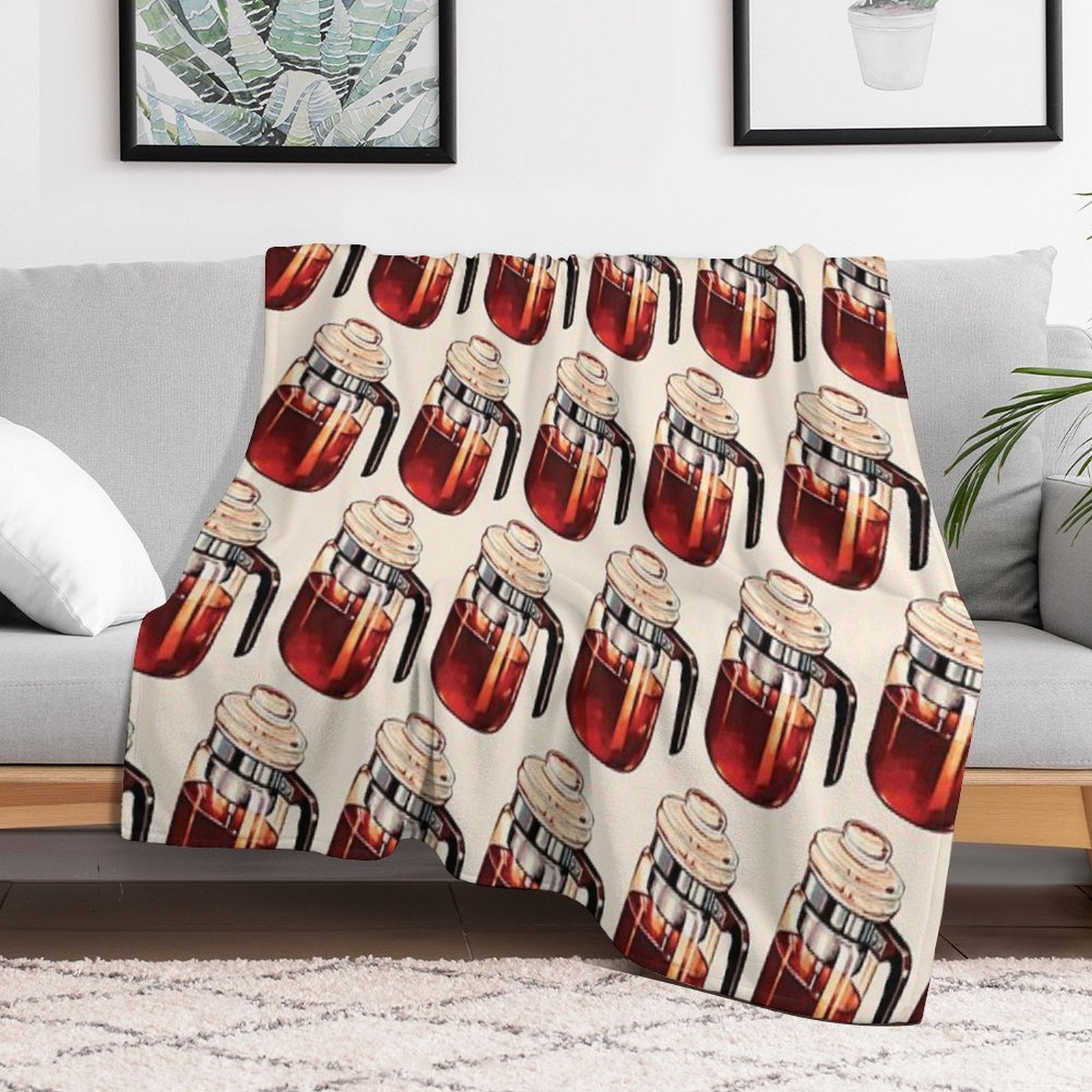 Coffee Percolator Pattern Quick-dry Throw Blanket