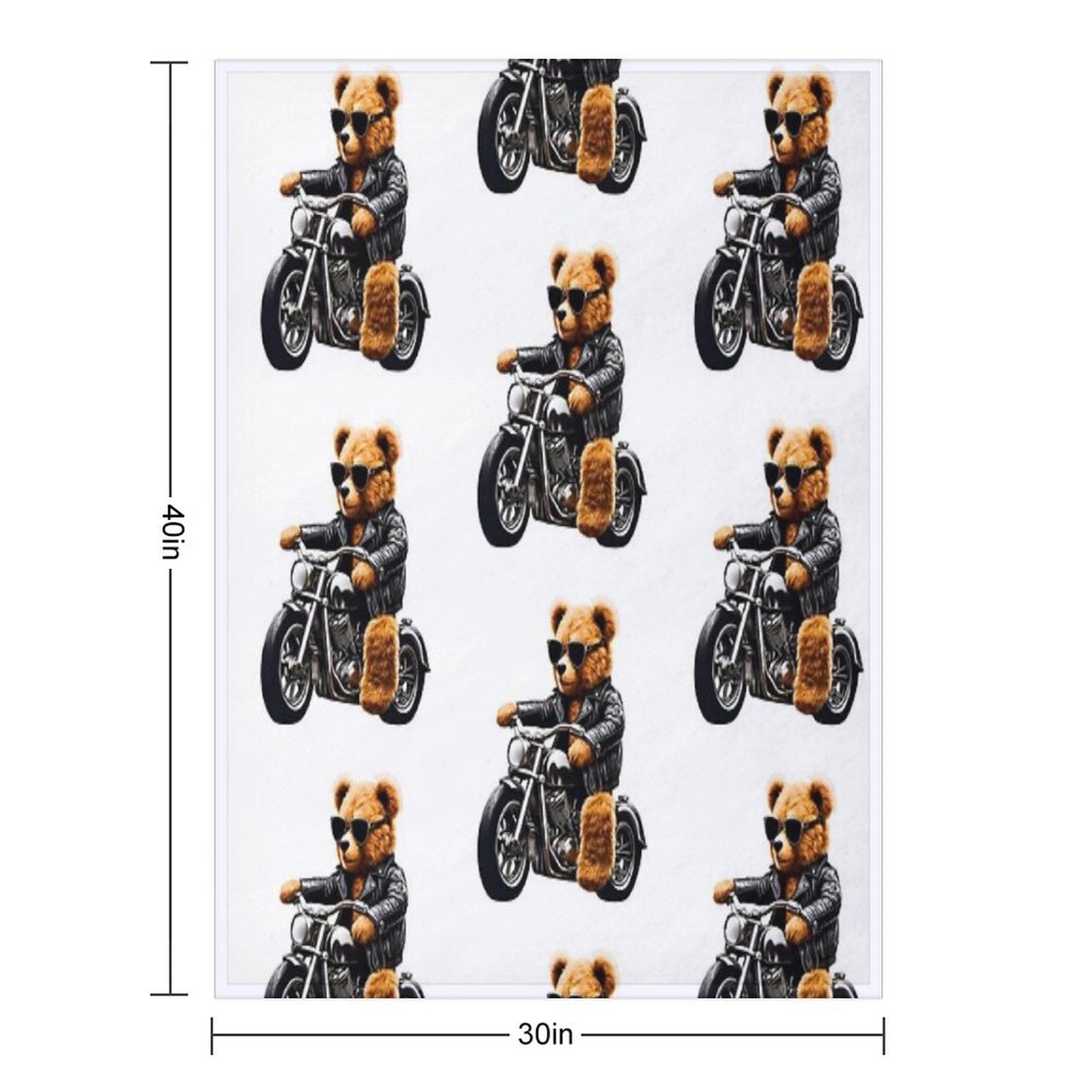 Cool Biker Teddy Bear on Motorcycle - Fun And Cute Plush Design Durable Throw Blanket