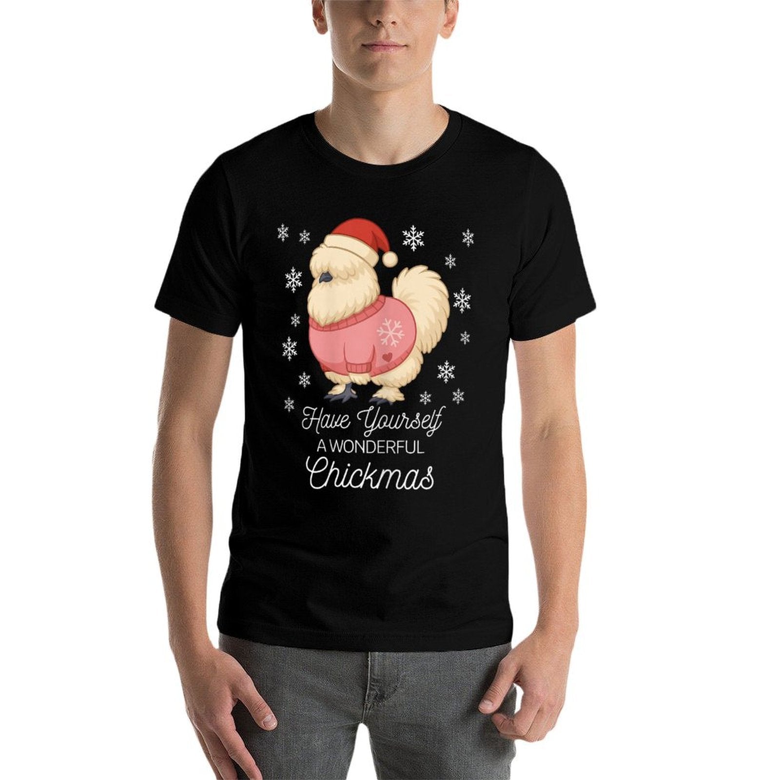 Silky Chicken- Cute Bantam Christmas  Summer-ready Fabric T-Shirt