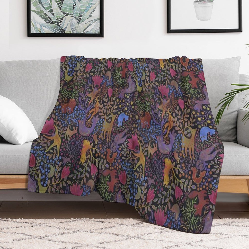 Jewel Tone Design in Dark Background All-season Throw Blanket
