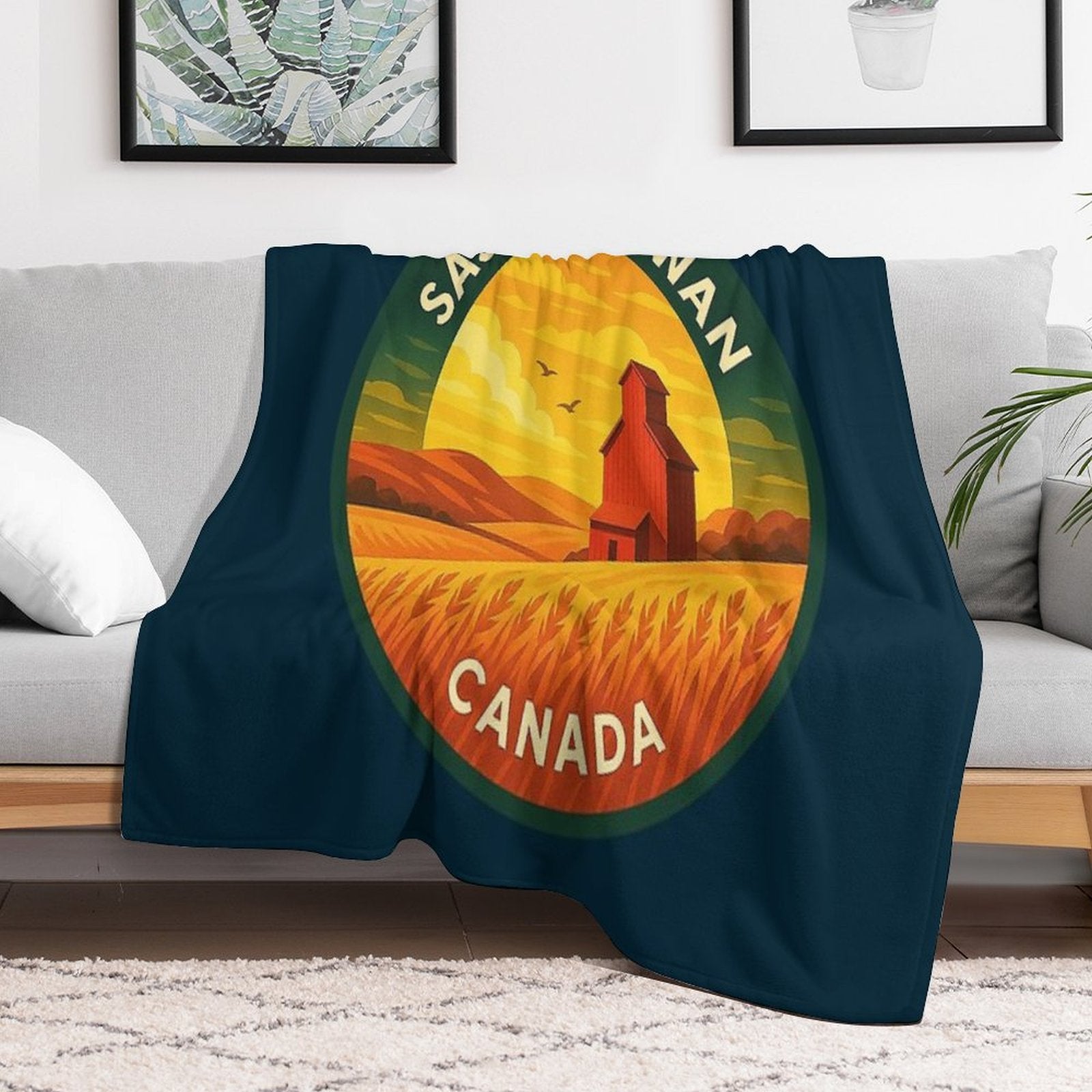 Saskatchewan Canada Vintage Travel Multi-functional Throw Blanket