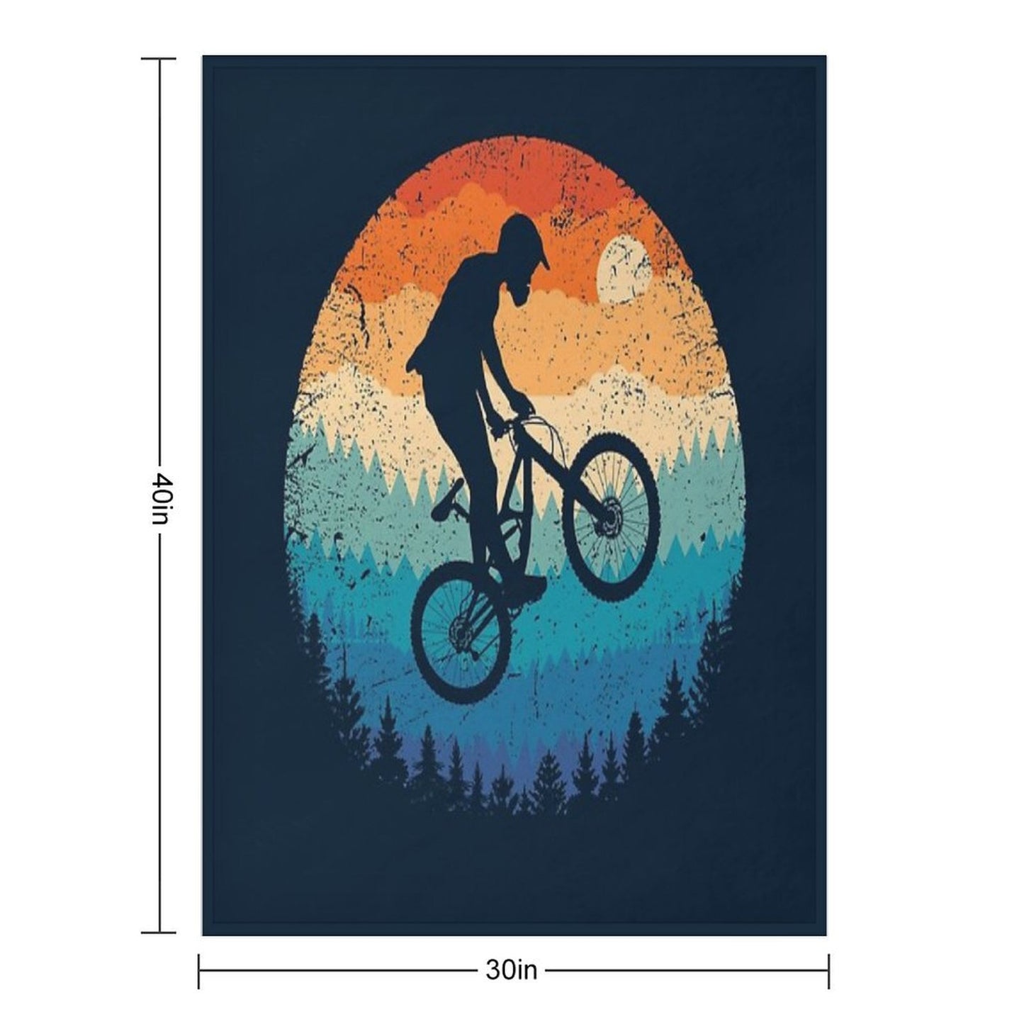 Mountain Biking Retro Machine-washable Throw Blanket
