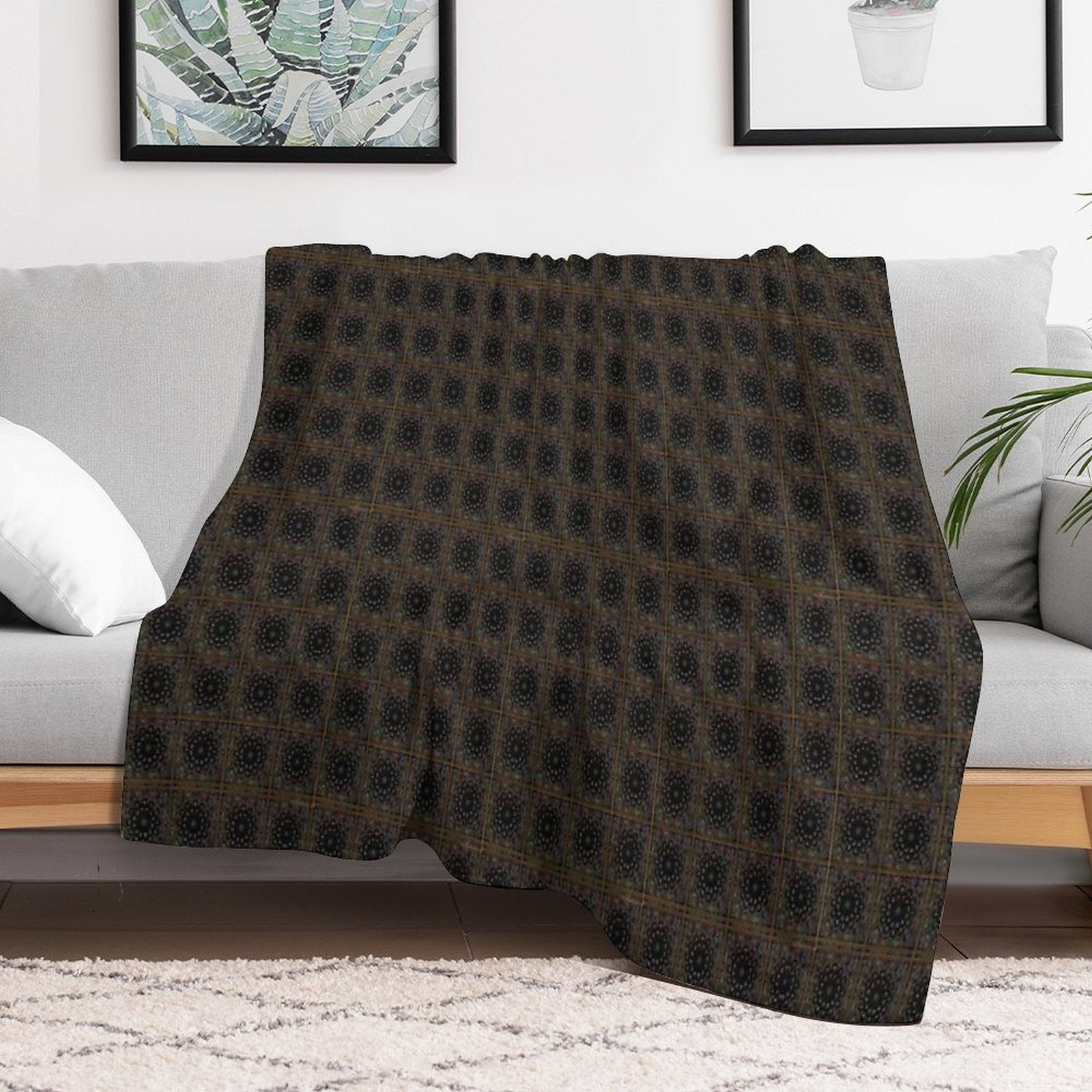 Black Colourful Multi-functional Throw Blanket