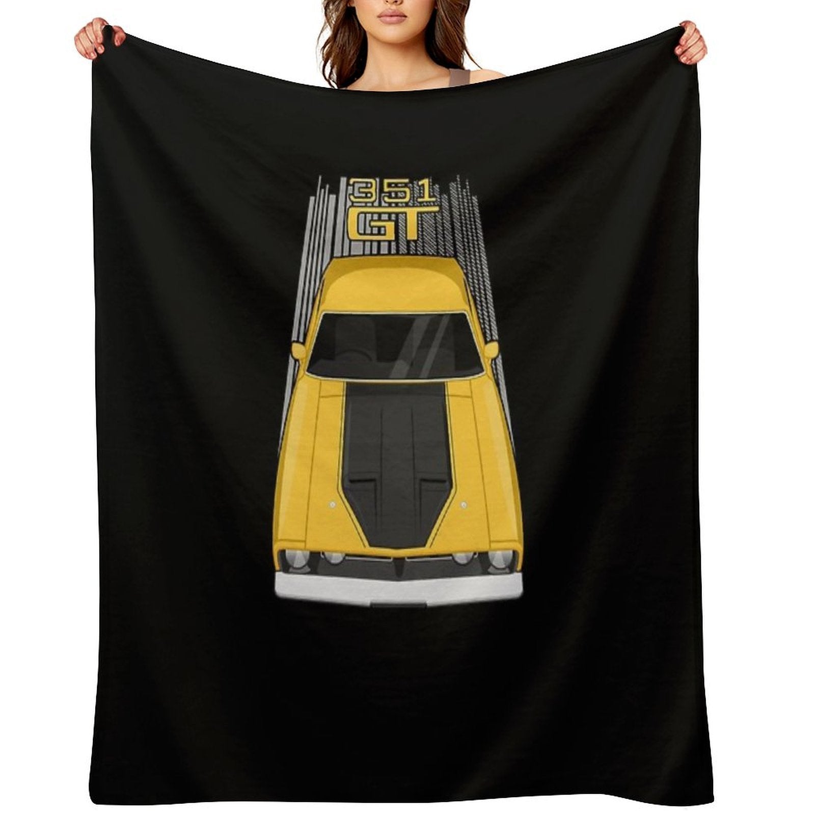 Ford Falcon XB GT 351 - Yellow Eco-conscious Throw Blanket
