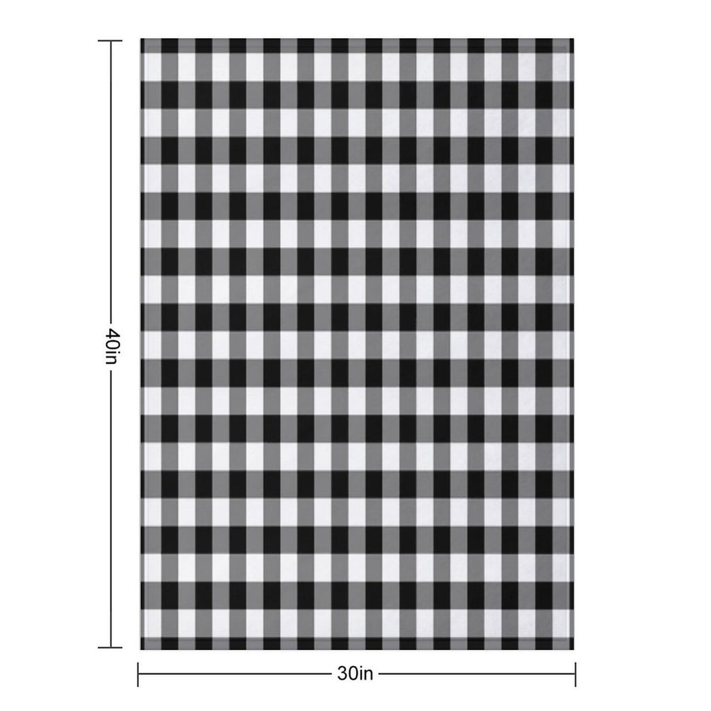 Black And White Gingham Checked Pattern Machine-washable Throw Blanket