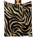 Elegant Metallic Gold Zebra Black Animal Print Lightweight Throw Blanket