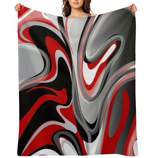 Liquify - Red, Gray, Black, White Eco-conscious Throw Blanket