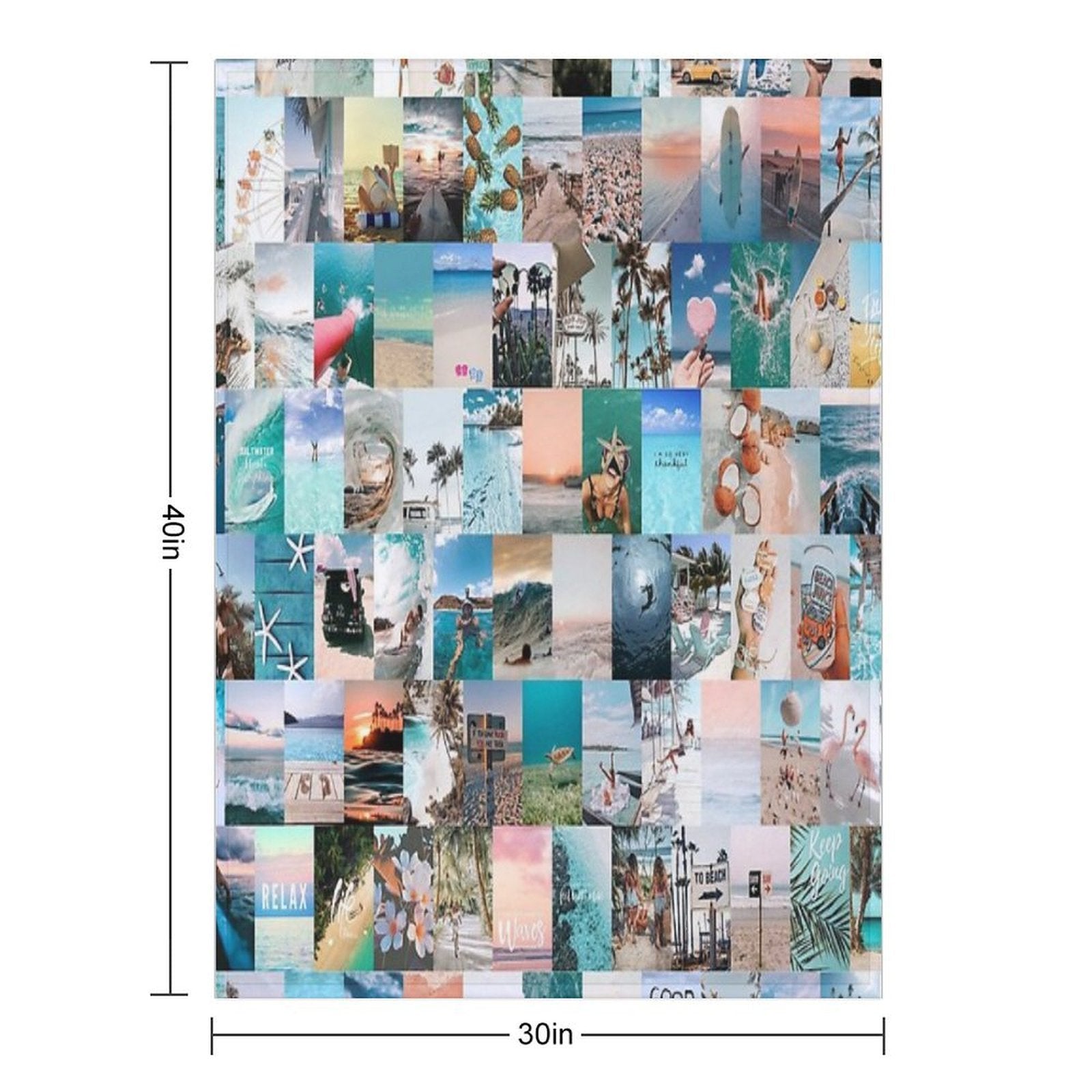 Beach Aesthetic Collage Durable Throw Blanket