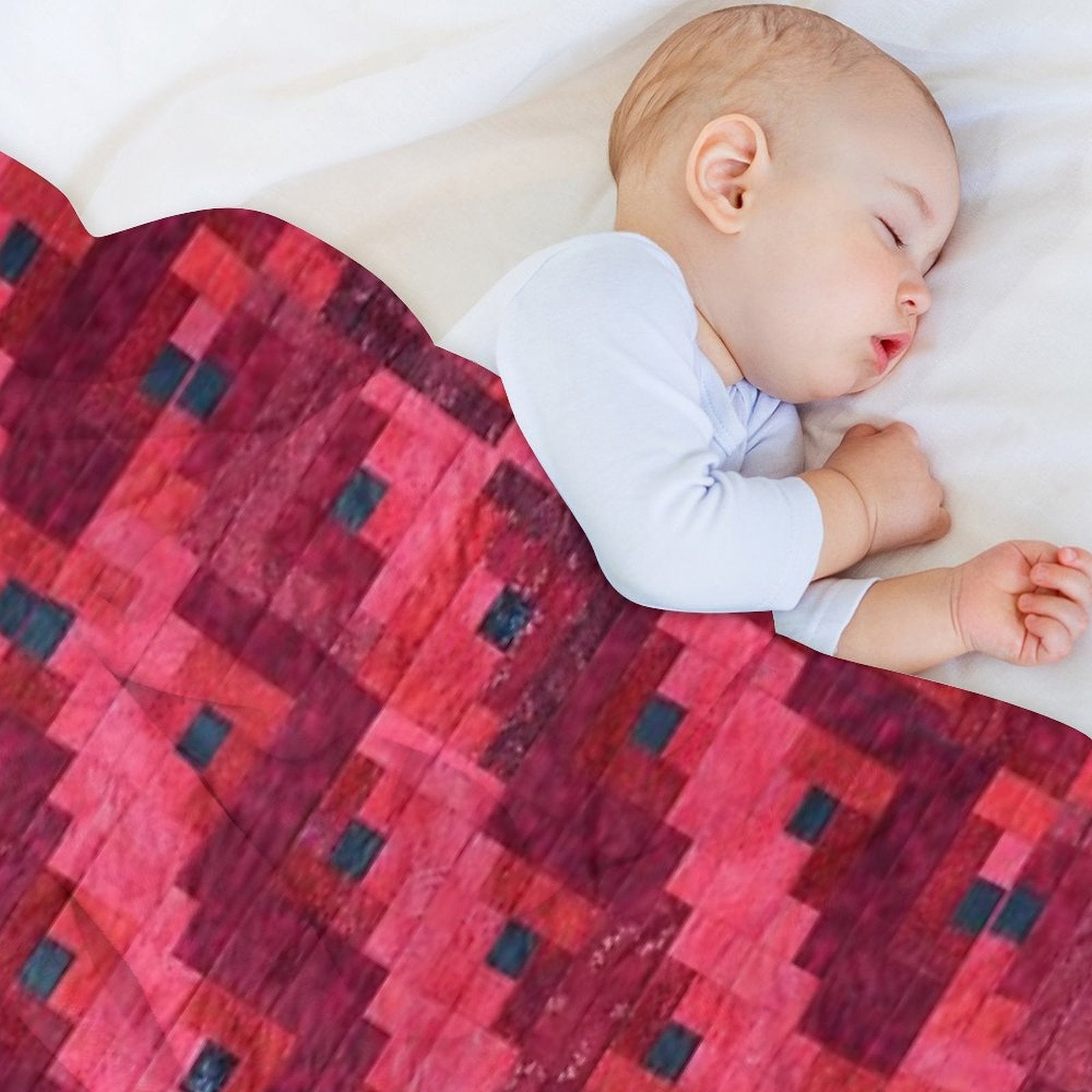 Red Log Cabin Quilt Eco-conscious Throw Blanket