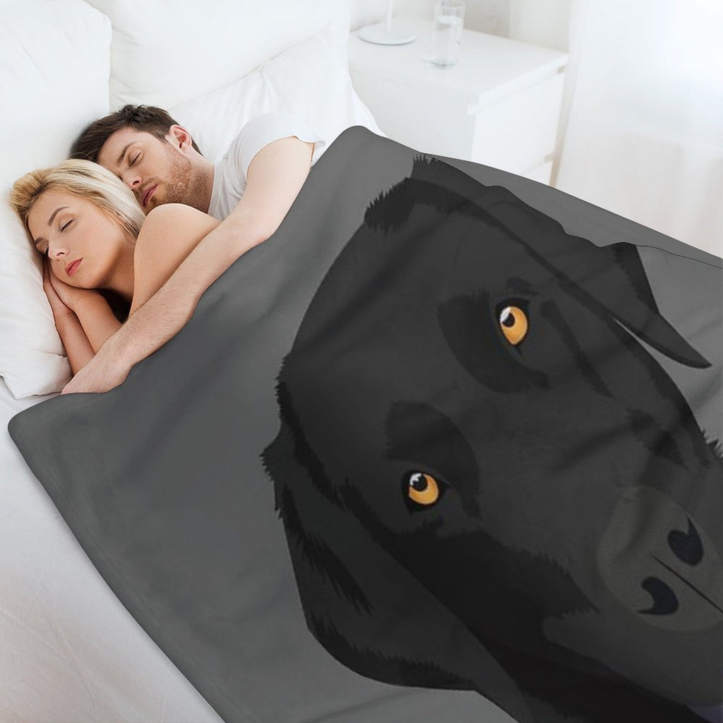Bruno The Black Lab Plush Throw Blanket