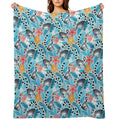 Gouache Lemur Land on Blue All-season Throw Blanket