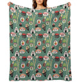 Kawaii Sushi Squad – Cute Japanese Food Illustration Plush Throw Blanket