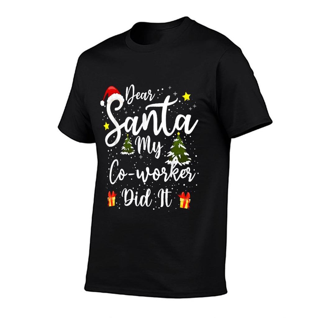 Dear Santa My Co-worker Did It Funny Christmas Outfit Pajama  Ribbed Collar T-Shirt