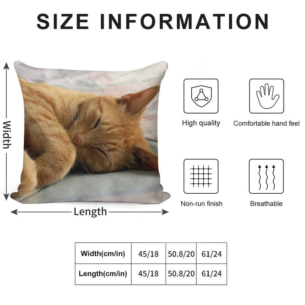Ginger Cat Sleeping Soft Fade-Resistant Throw Pillow