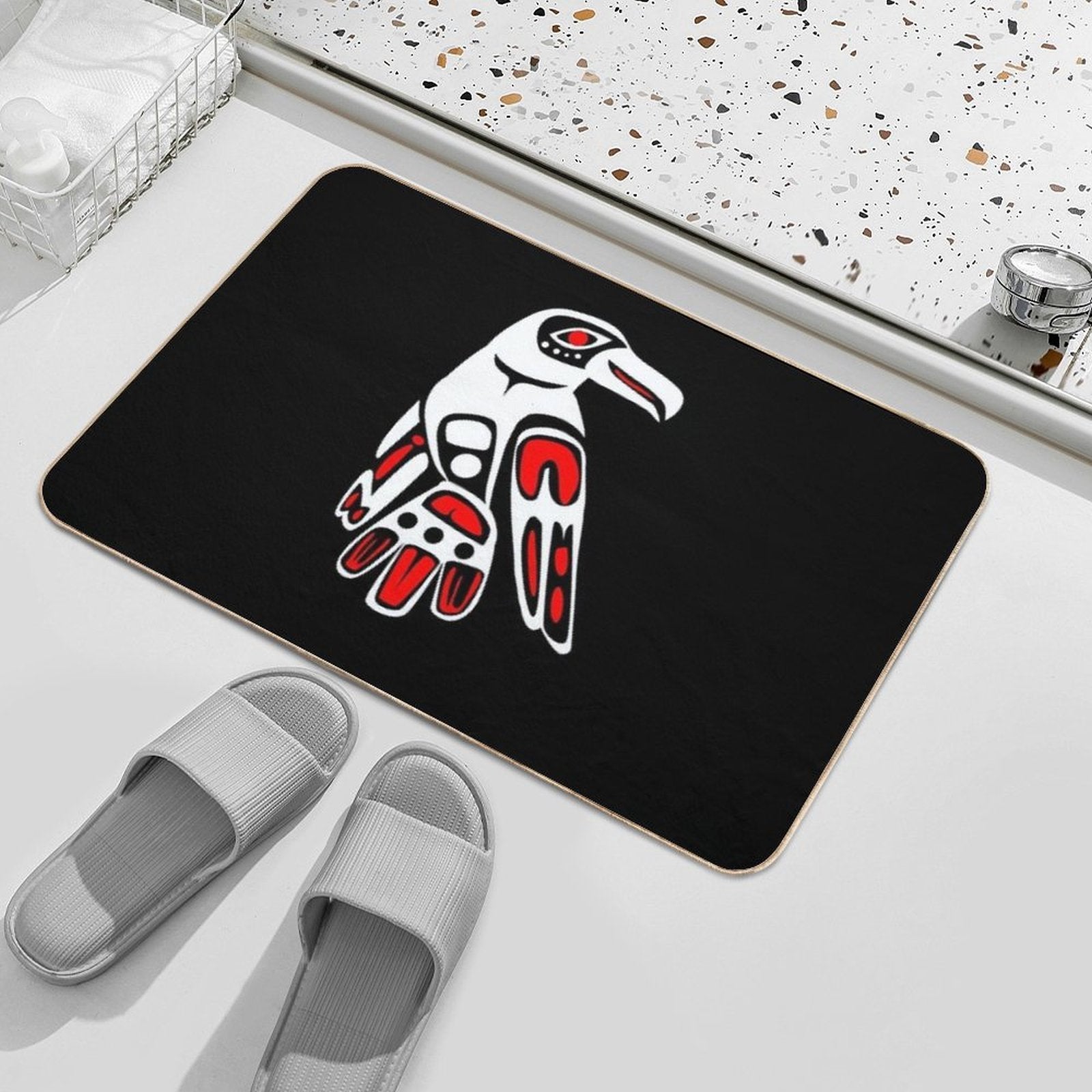 Haida Raven Funny Gift Idea  Easy To Clean Bath Mat