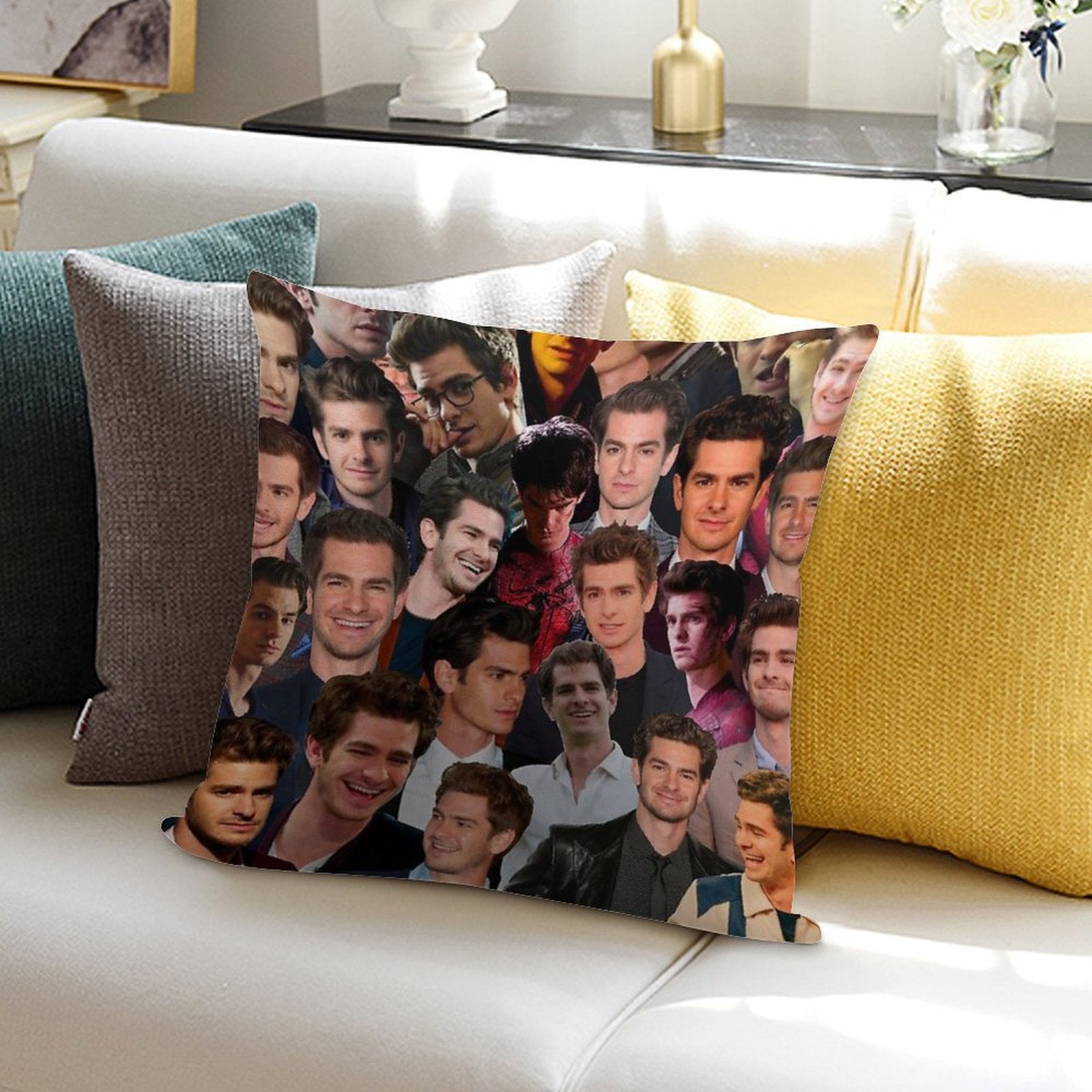 Andrew Garfield Photo Collage Soft Bedroom Essential Throw Pillow