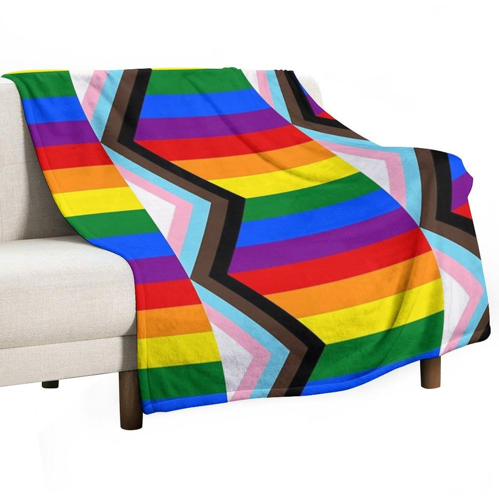Progress Pride Flag Shrink-resistant Throw Blanket