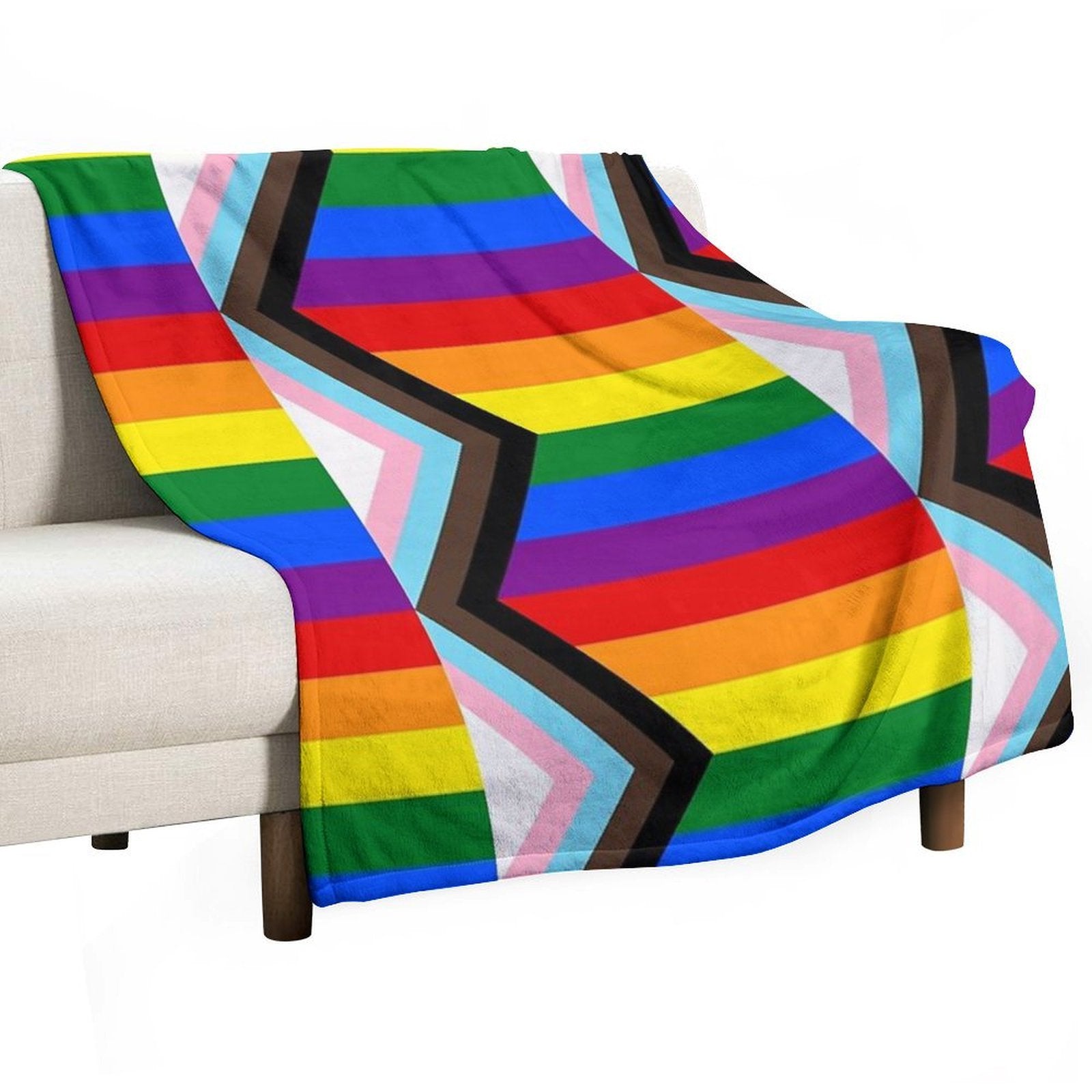Progress Pride Flag Shrink-resistant Throw Blanket