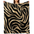 Elegant Metallic Gold Zebra Black Animal Print Comfort Throw Blanket