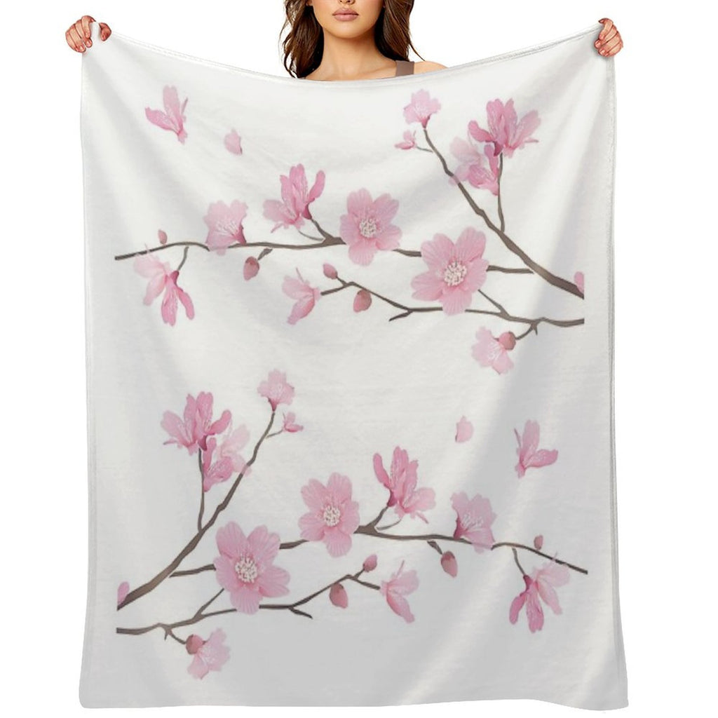 Cherry Blossom Flower Plant - Transparent Background Easy Care Throw Blanket