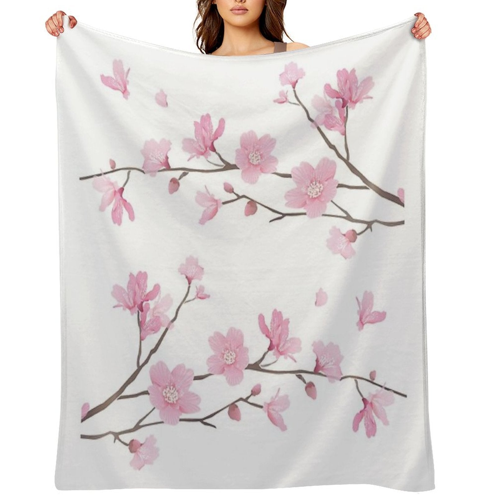 Cherry Blossom Flower Plant - Transparent Background Easy Care Throw Blanket