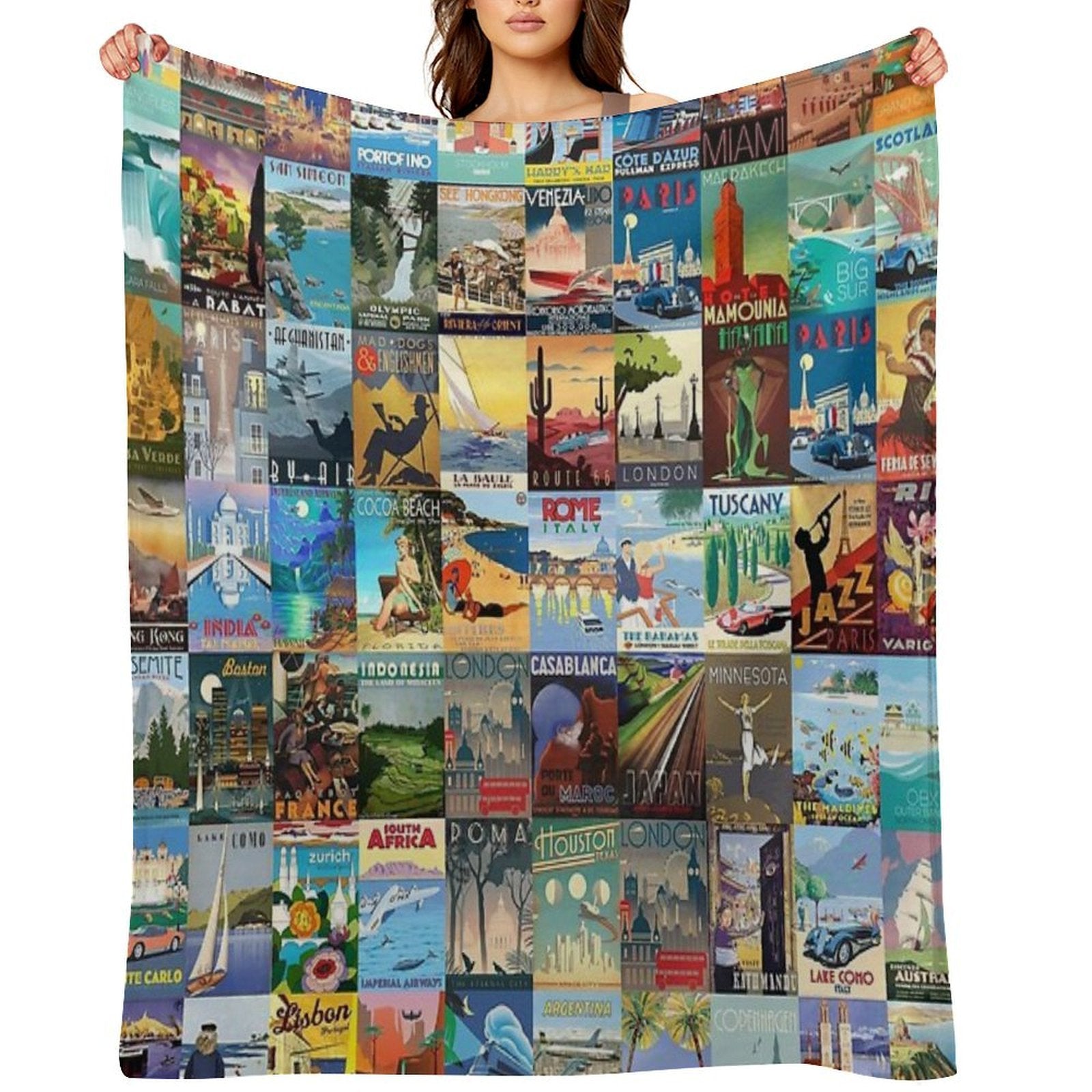 Art Deco Travel Velvety-soft Throw Blanket
