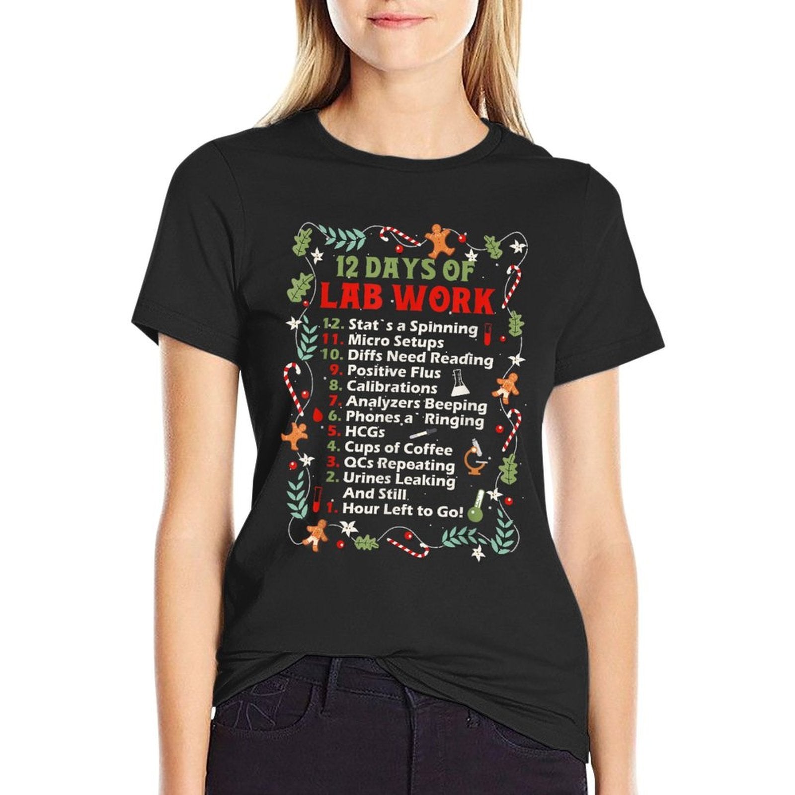 12 Days of Lab Technician Christmas Funny Medical Laboratory  Wrinkle-resistant T-Shirt