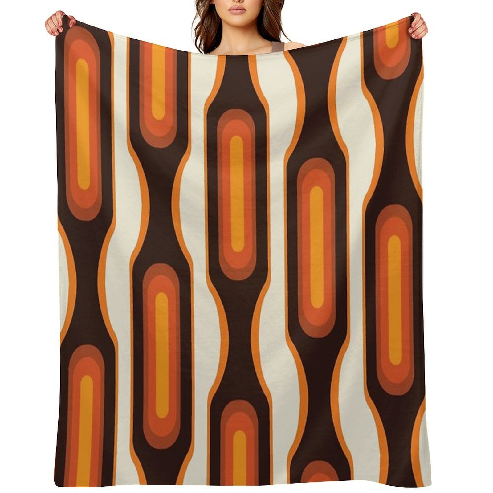Capsules Large 1970s Orange Meets Mid Century Modern Comfort Throw Blanket