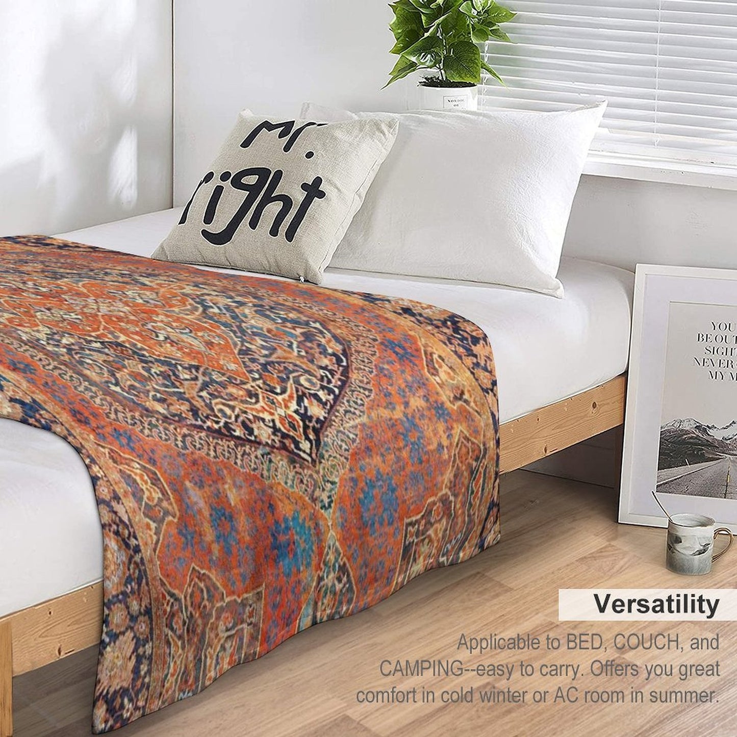 17th Century Turkish Carpet Print Easy Care Throw Blanket