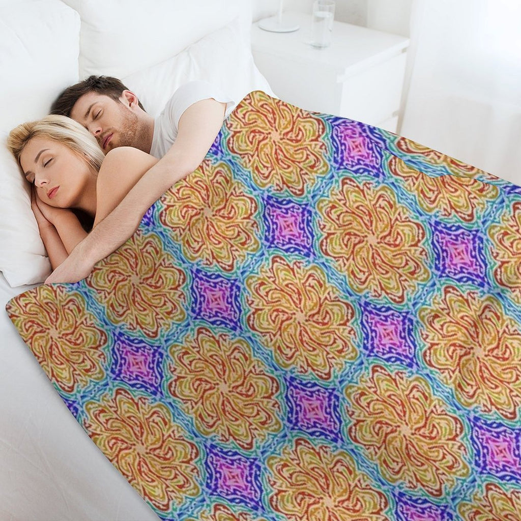 Rainbow Mandela Easy Care Throw Blanket