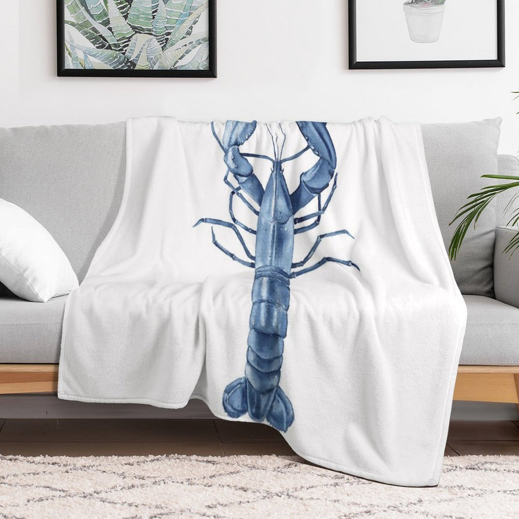 Blue Watercolor Lobster Eco-conscious Throw Blanket