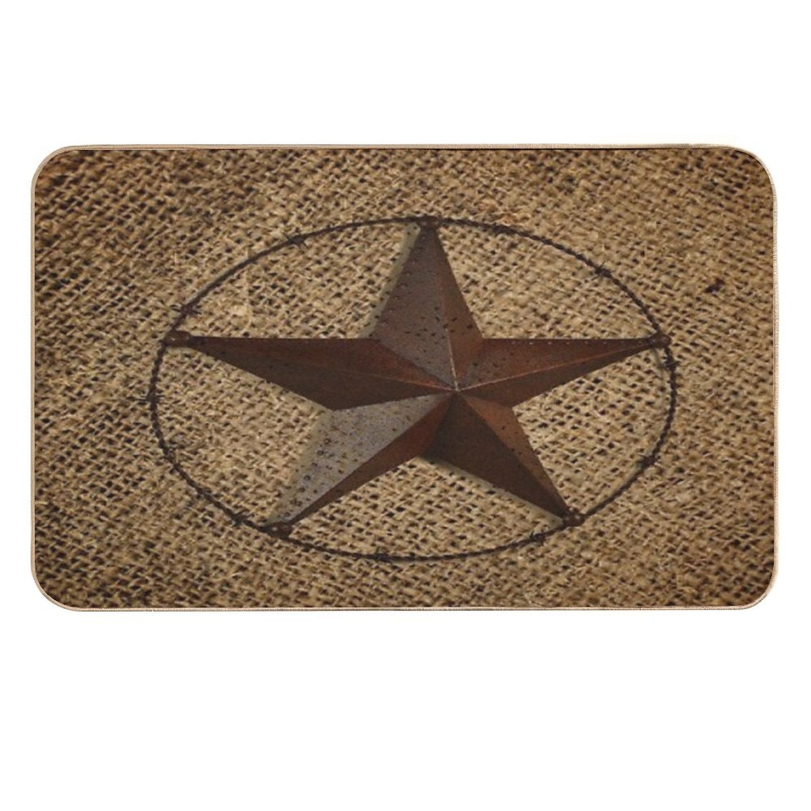 Rustic Western Country Burlap Star  Versatile Bath Mat
