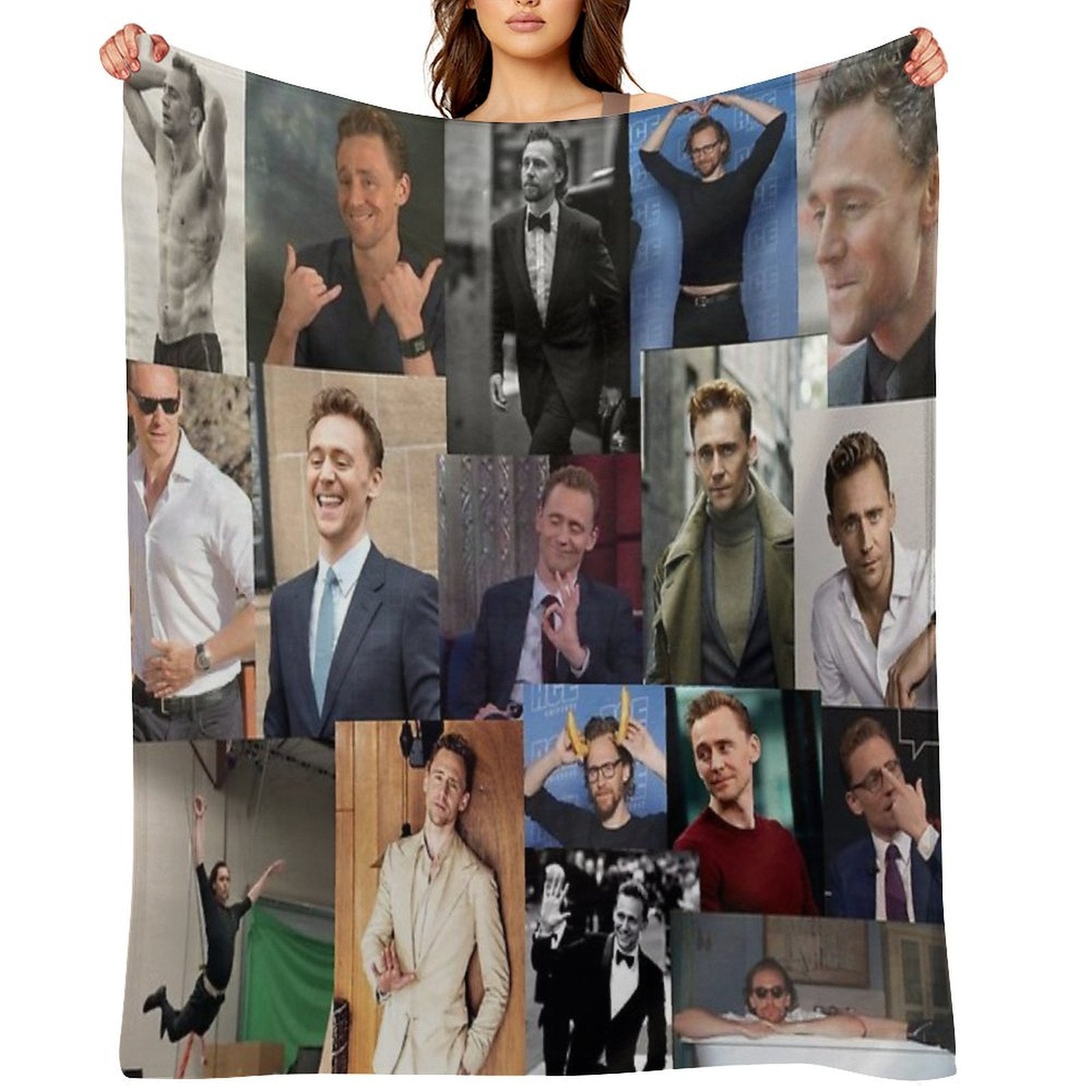 Tom Hiddleston Collage Shrink-resistant Throw Blanket